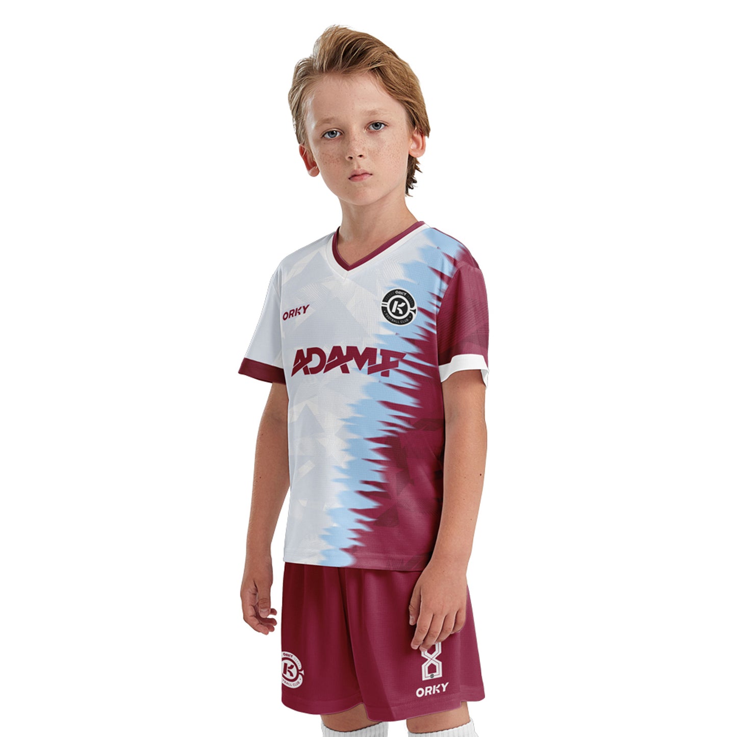 ORKY Boys Soccer Shirt with Short Personalize Name Number Girls Team Uniform Rock White