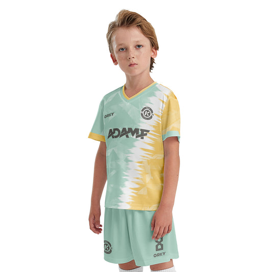 ORKY Kids Vintage Soccer Jerseys with Short Customize Football Uniform Light Green