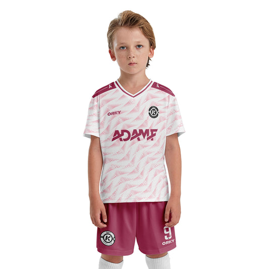 ORKY Soccer Jersey with Short Customize Name Kids White Football Uniform