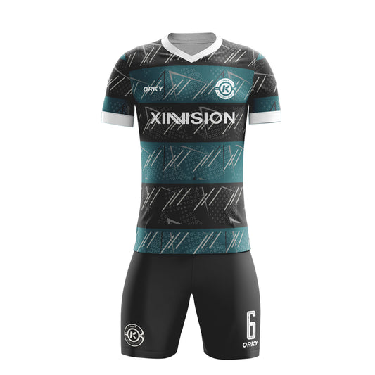 ORKY Men Soccer Shirt Sky-Fireworks Wome Kids Jersey Dark Green Modified Text Logo