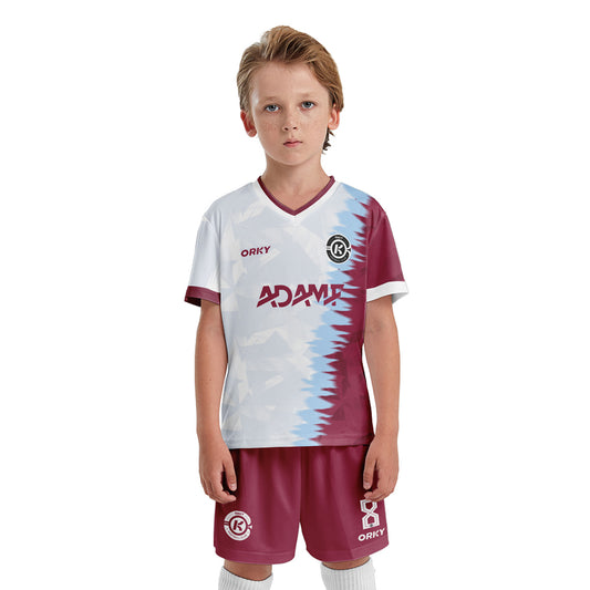 ORKY Boys Soccer Shirt with Short Personalize Name Number Girls Team Uniform Rock White
