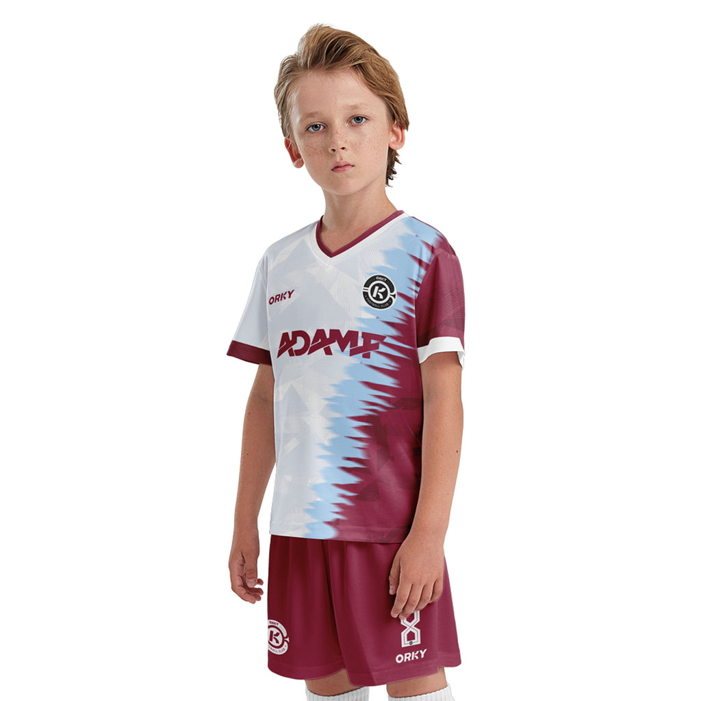 ORKY Boys Soccer Shirt with Short Personalize Name Number Girls Team Uniform Rock White