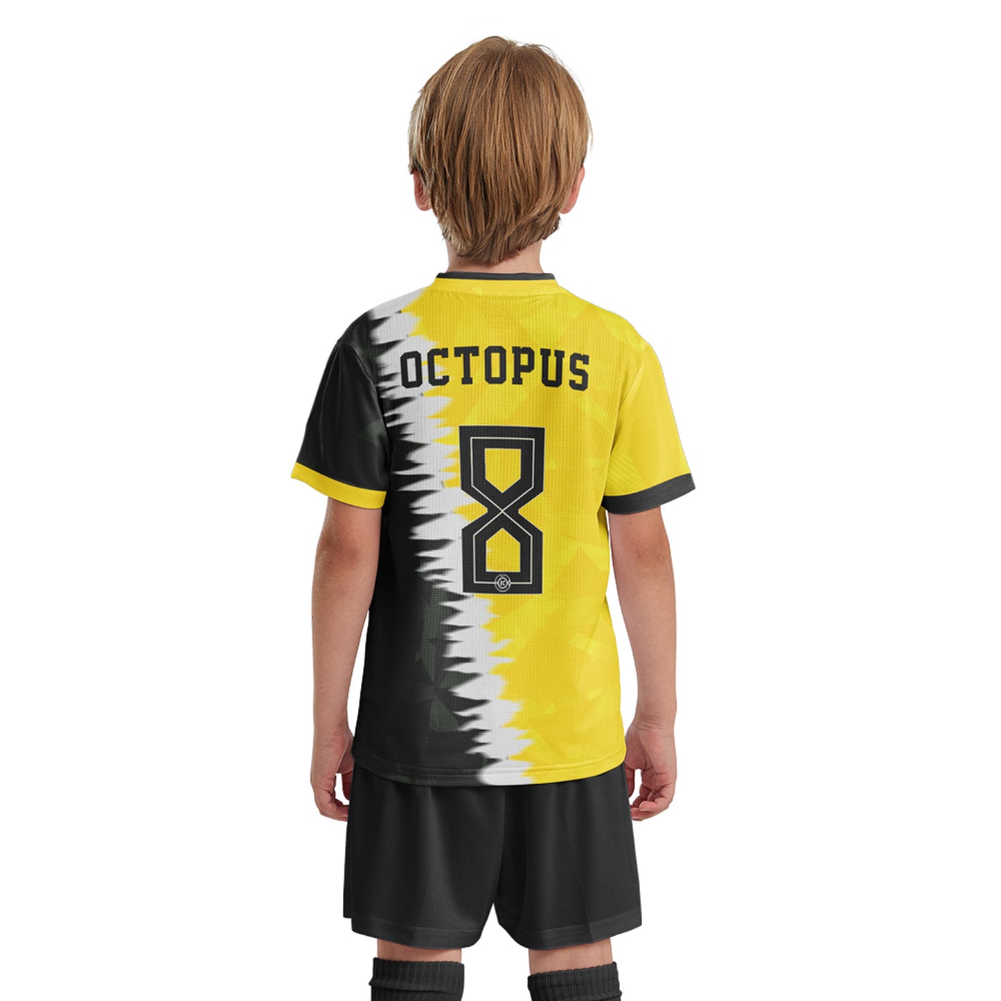 ORKY Kids Soccer Jersey with Short Full Set Custom Name Number Boy Girl Football Dortmund Yellow Uniform