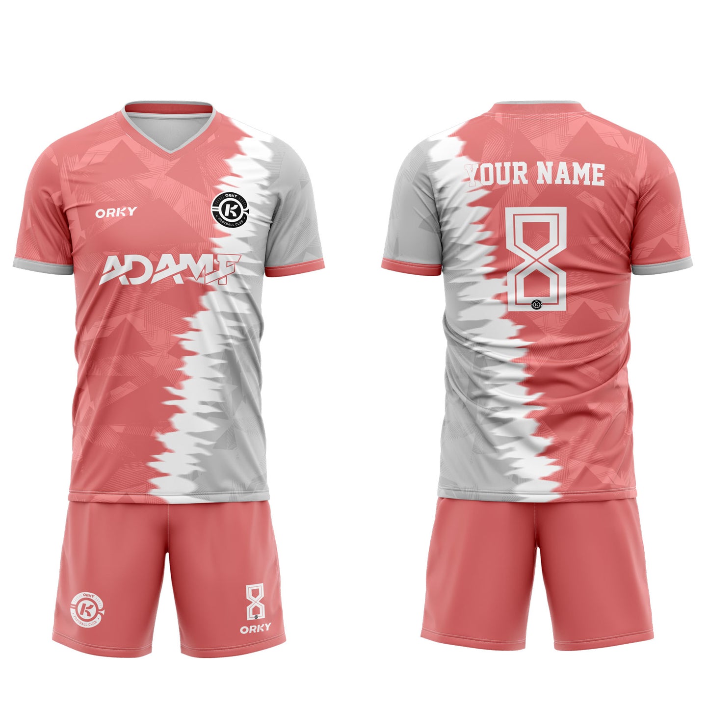 ORKY Kids Custom Soccer Shirt with Short Personalize Name Number Youth Team Uniform Rock Pink