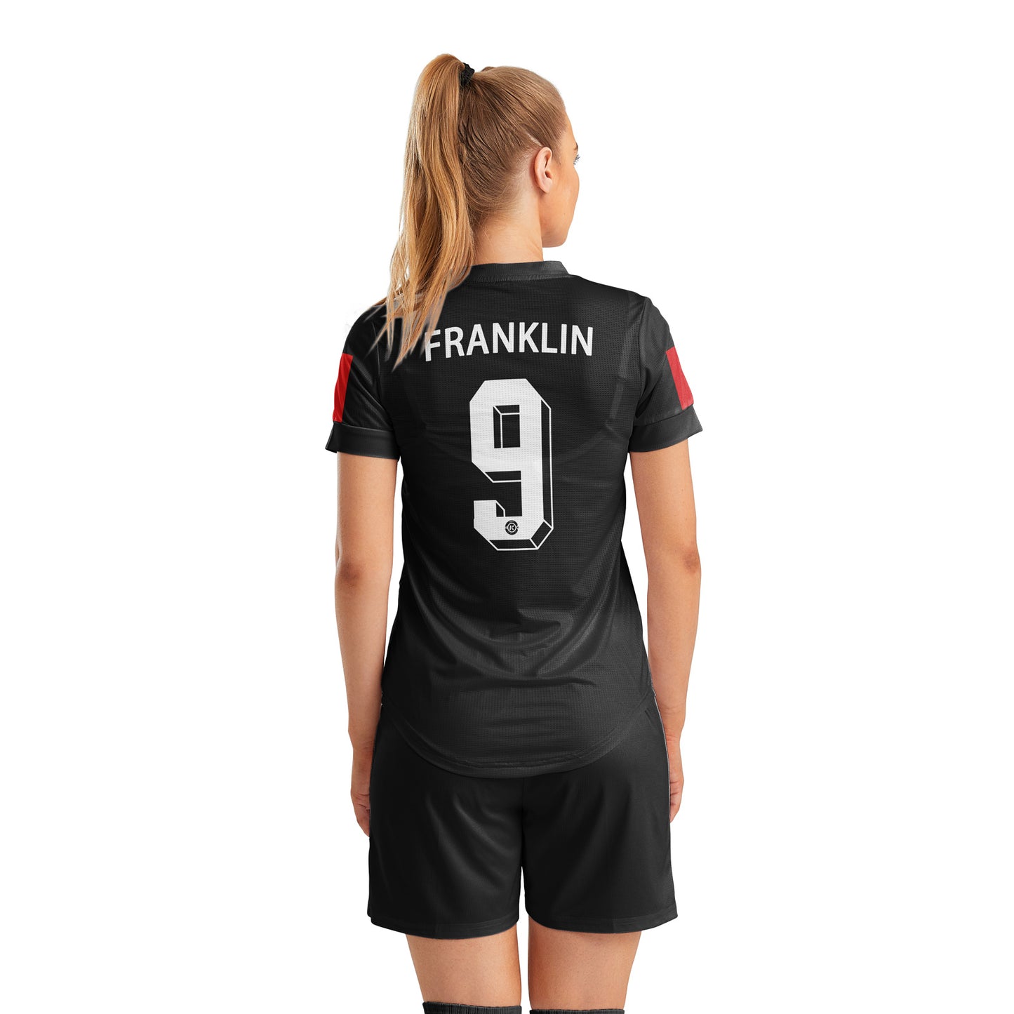 ORKY Women Soccer Shirt Short Customize Name Number Match Uniform Windward Black Red