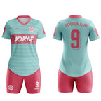 ORKY Women Soccer Shirt Short Customize Name Number Match Uniform Windward Pink
