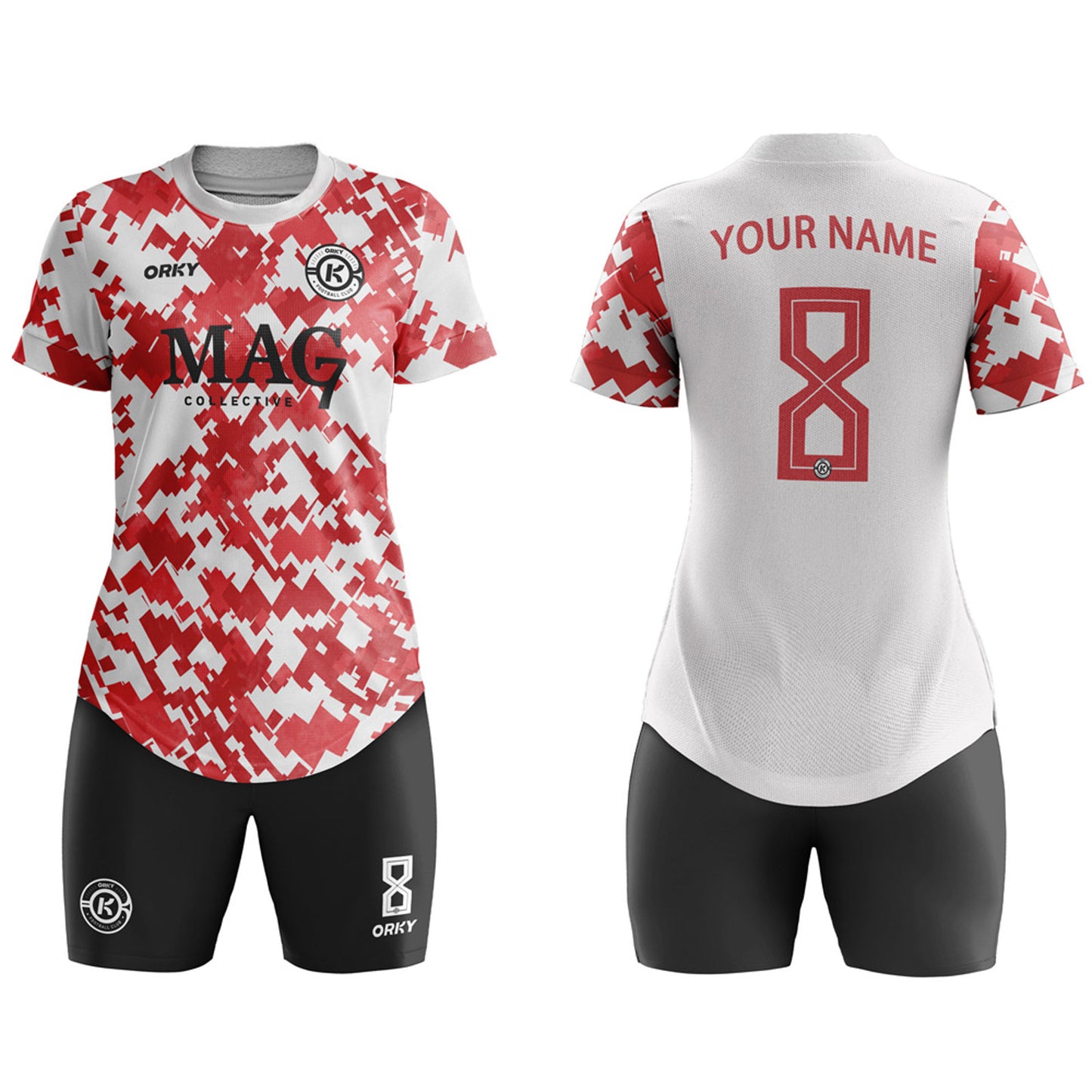 ORKY Women Soccer Jersey with Short Customize Name Number Team Uniform Camo