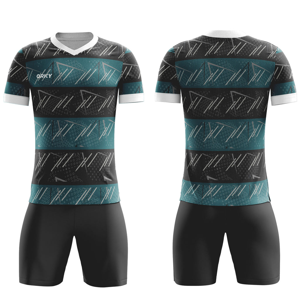 ORKY Men Soccer Shirt Sky-Fireworks Wome Kids Jersey Dark Green Modified Text Logo