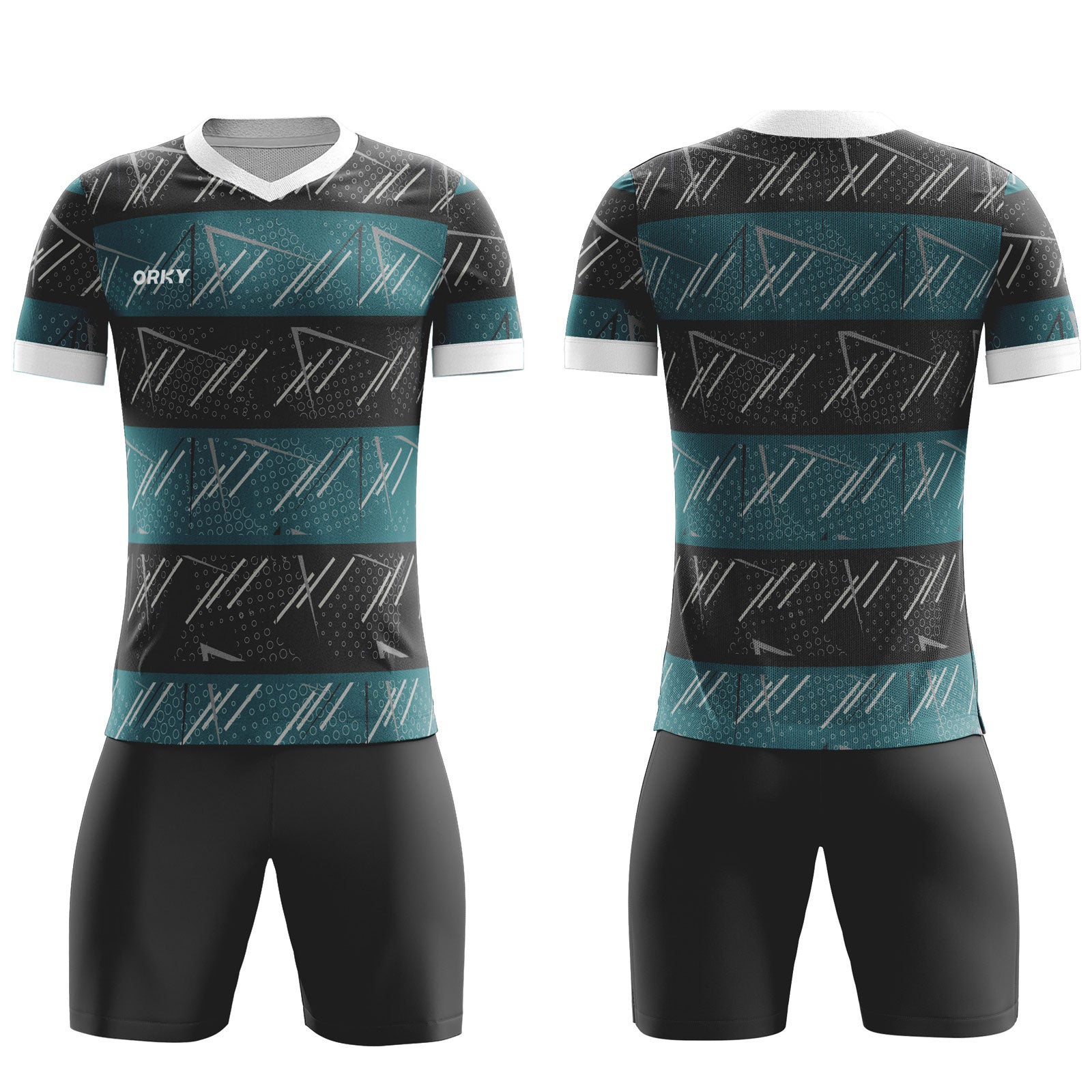 ORKY Men Soccer Shirt Sky-Fireworks Wome Kids Jersey Dark Green Modified Text Logo
