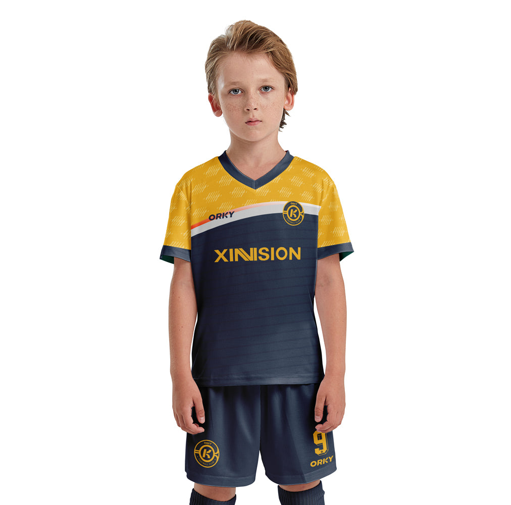 ORKY Customize Girls Soccer Jersey with Short Personalize Name Boys Training Futbol Suit Freeze Yellow