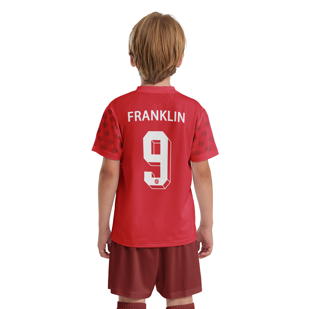 ORKY Boys Soccer Jersey with Short Customize Name Girls Match Ourfit Freeze Red