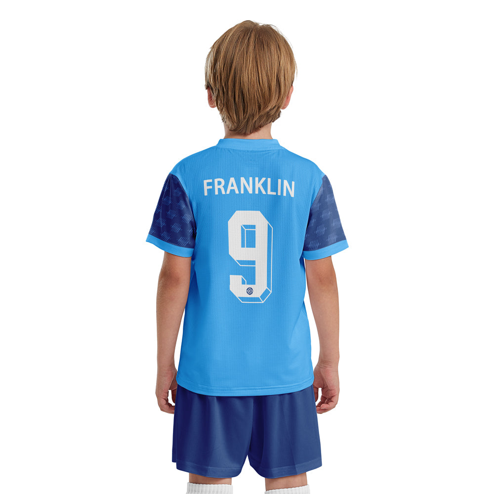 ORKY Customize Soccer Jersey with Short Girls Boys Training Futbol Uniform Freeze Blue Secondary image