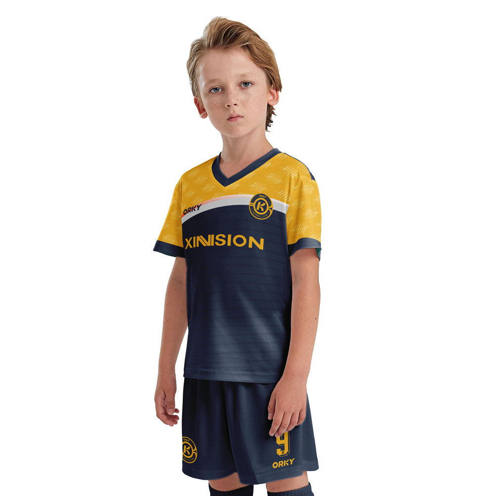 ORKY Customize Girls Soccer Jersey with Short Personalize Name Boys Training Futbol Suit Freeze Yellow