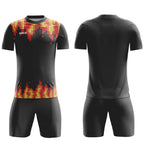 ORKY Custom Football Shirt with Short Men Kids Soccer Training Full Uniform Pixel Fire