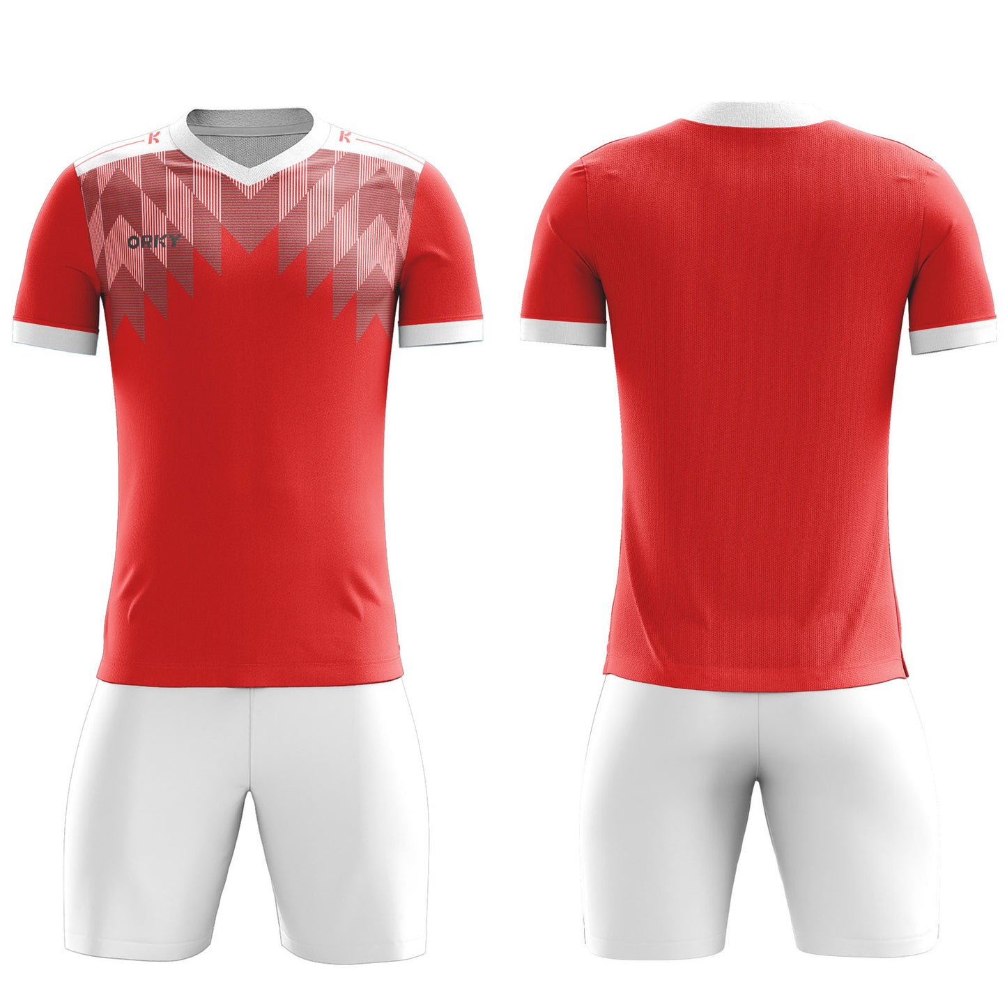 ORKY Custom Football Shirt with Short Men Kids Soccer Training Full Uniform Red Arrow