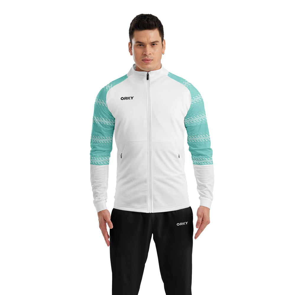 ORKY Men Customize Soccer Jacket, Personalize Logo Name Varsity Coat, Training Warm Up Outwear