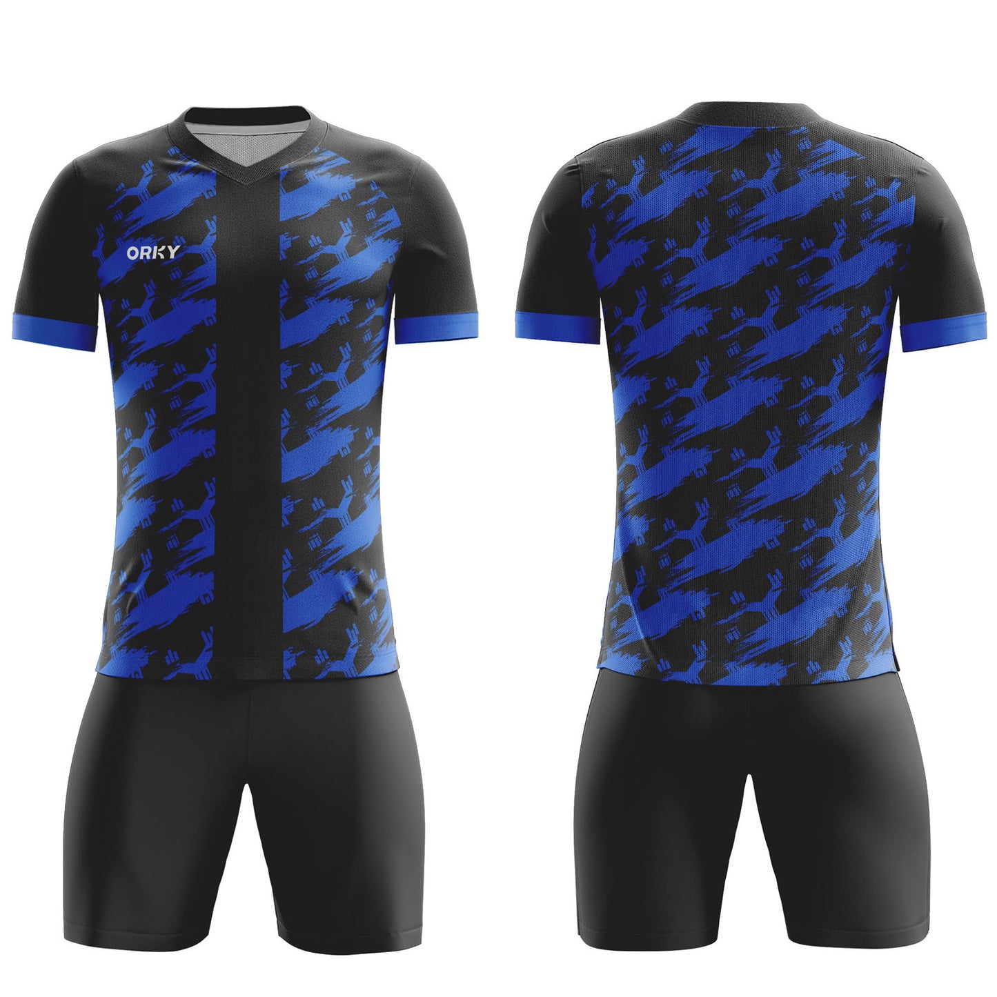 ORKY Men Custom Football Jersey with Short Kids Training Match Full Uniform Black Cloud