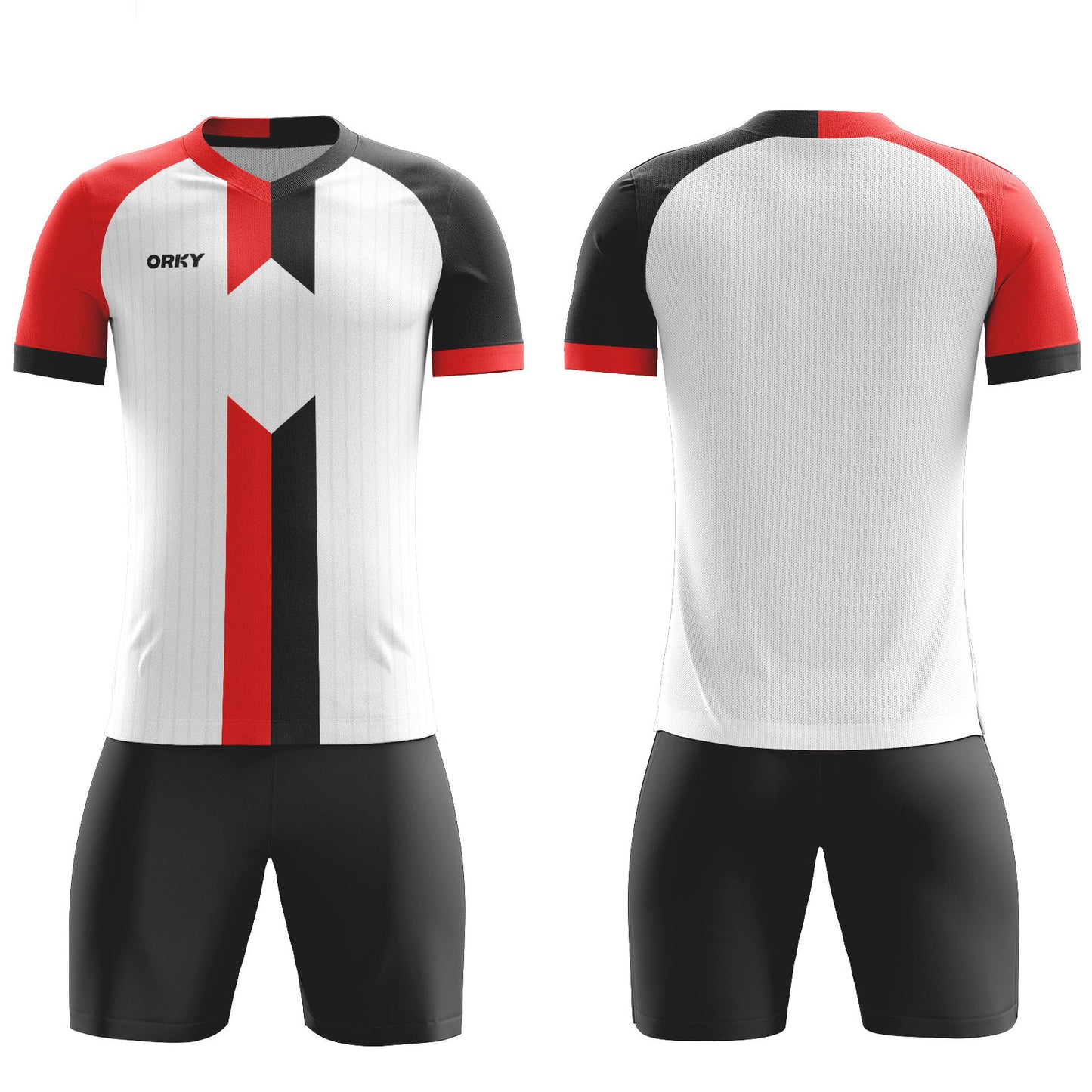 ORKY Customize Soccer Jersey with Short Men Team Uniform Black Red Arrow