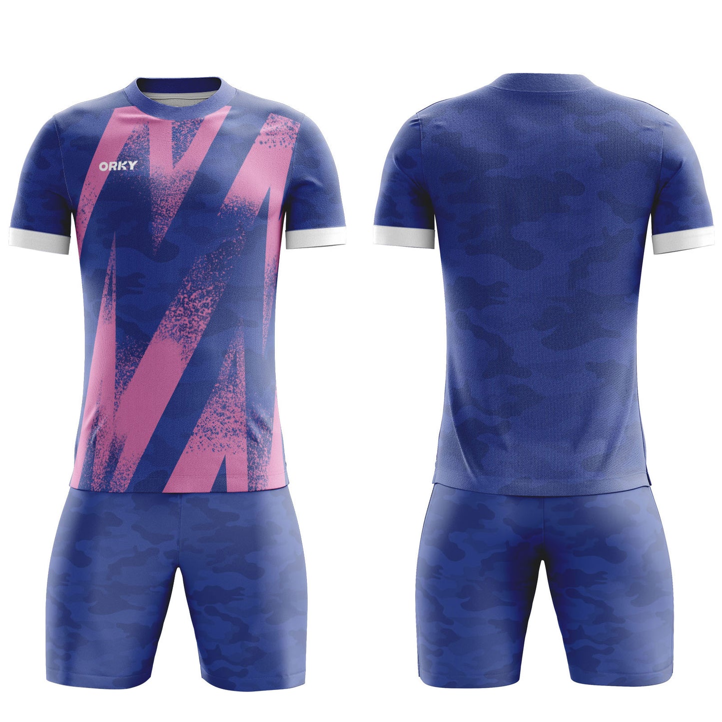 ORKY Customize Soccer Jersey with Short Men Team Uniform Blue Camo