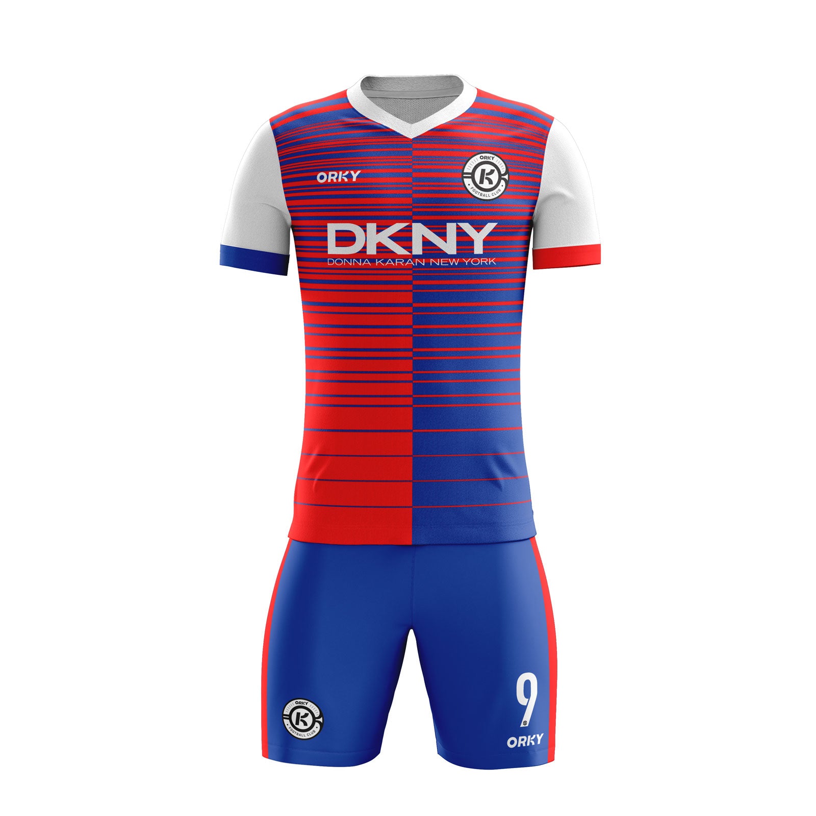 ORKY Customize Soccer Jersey with Short Unique Team Uniform Montage Blue Secondary image