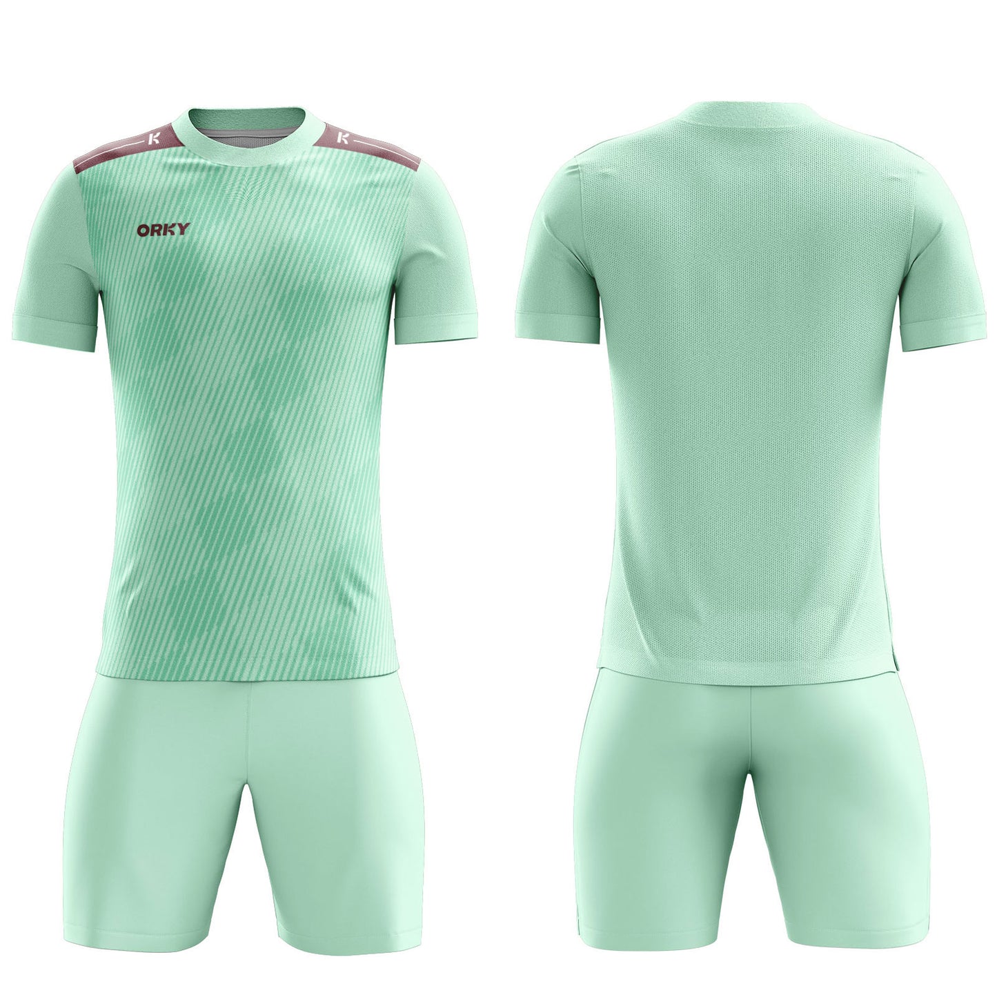 ORKY Men Soccer Jersey with Short Personalize Design Football Team Uniform Green Checker