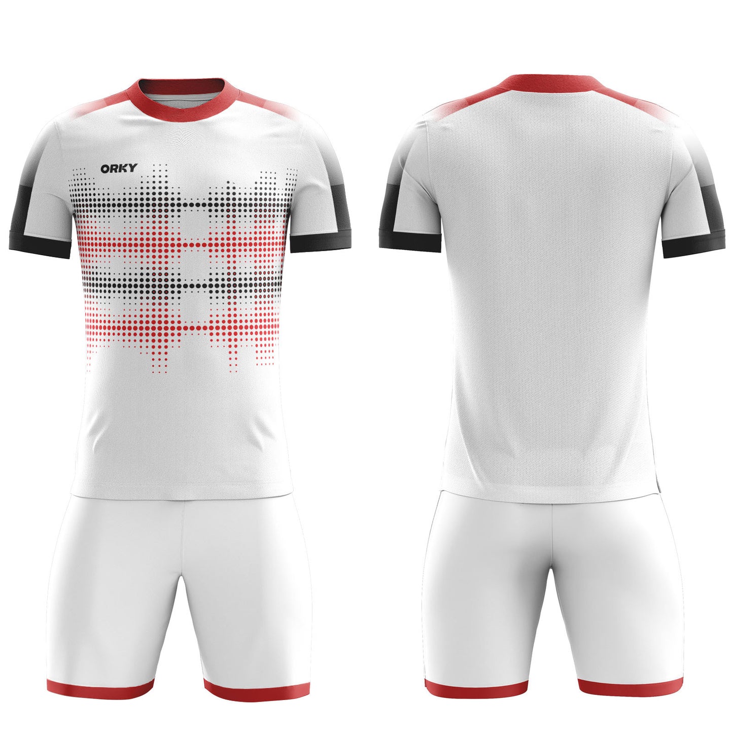 ORKY Customize Soccer Jersey with Short School Team Uniform Pixel White