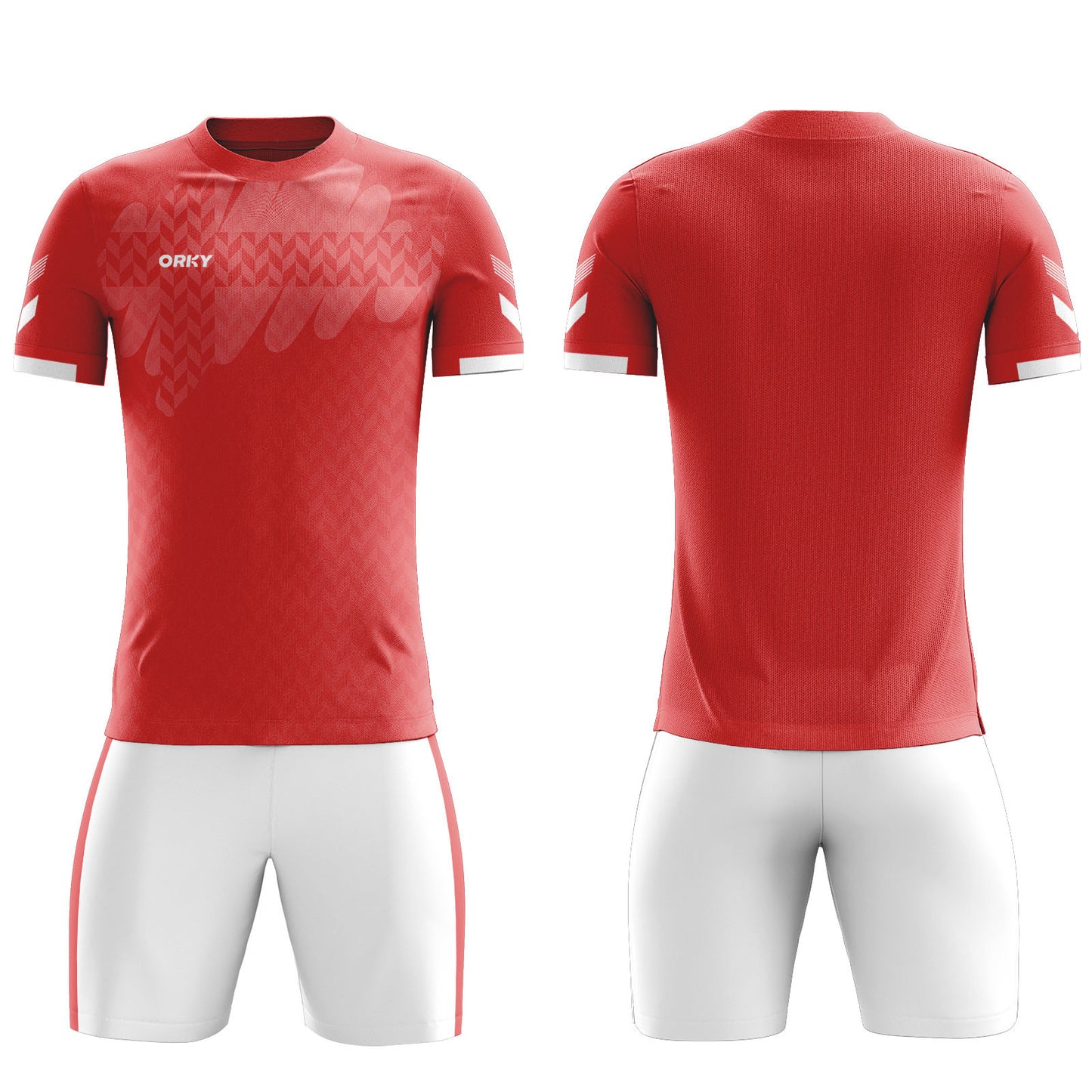 ORKY Kids Soccer Uniform Men Football Shirt with Short Custom Name Number Team Kit Red Cross