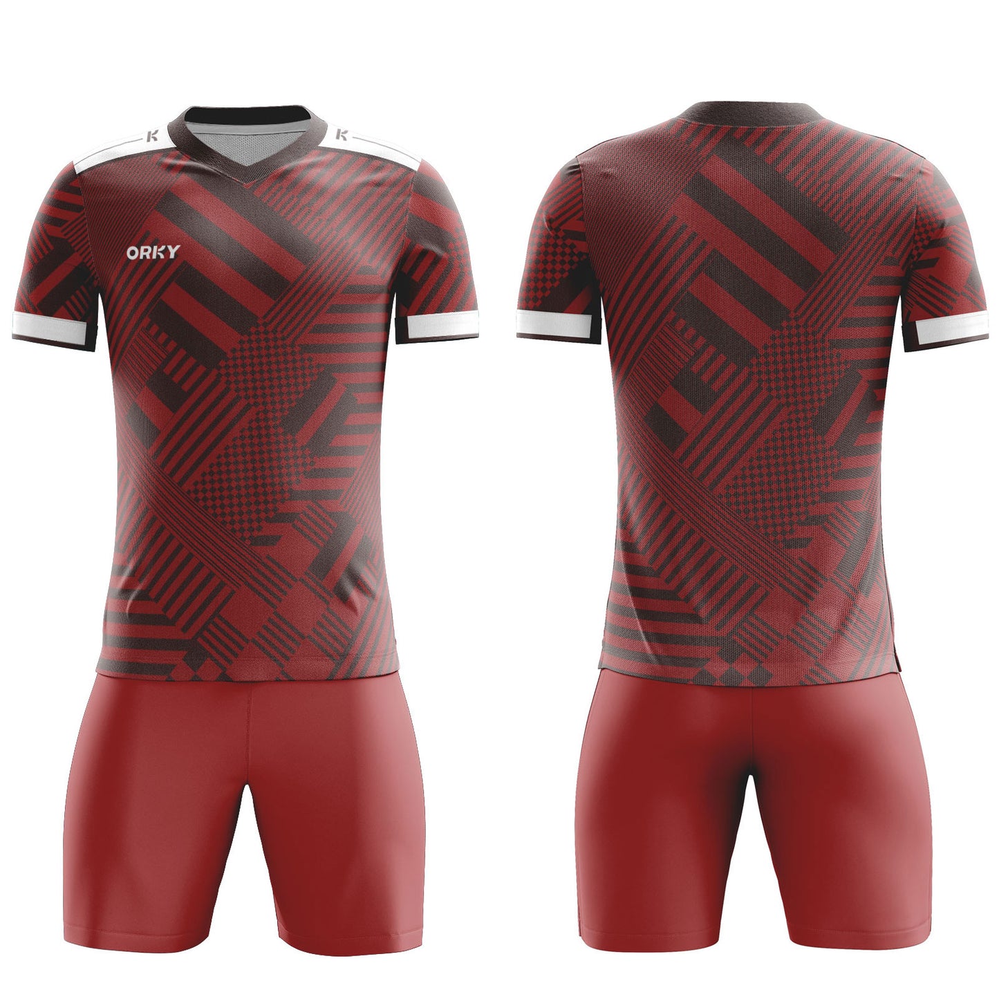 ORKY Men Kids Custom Soccer Uniform, Good Gift for Soccer Fans, Football Team Kit Red Decorate