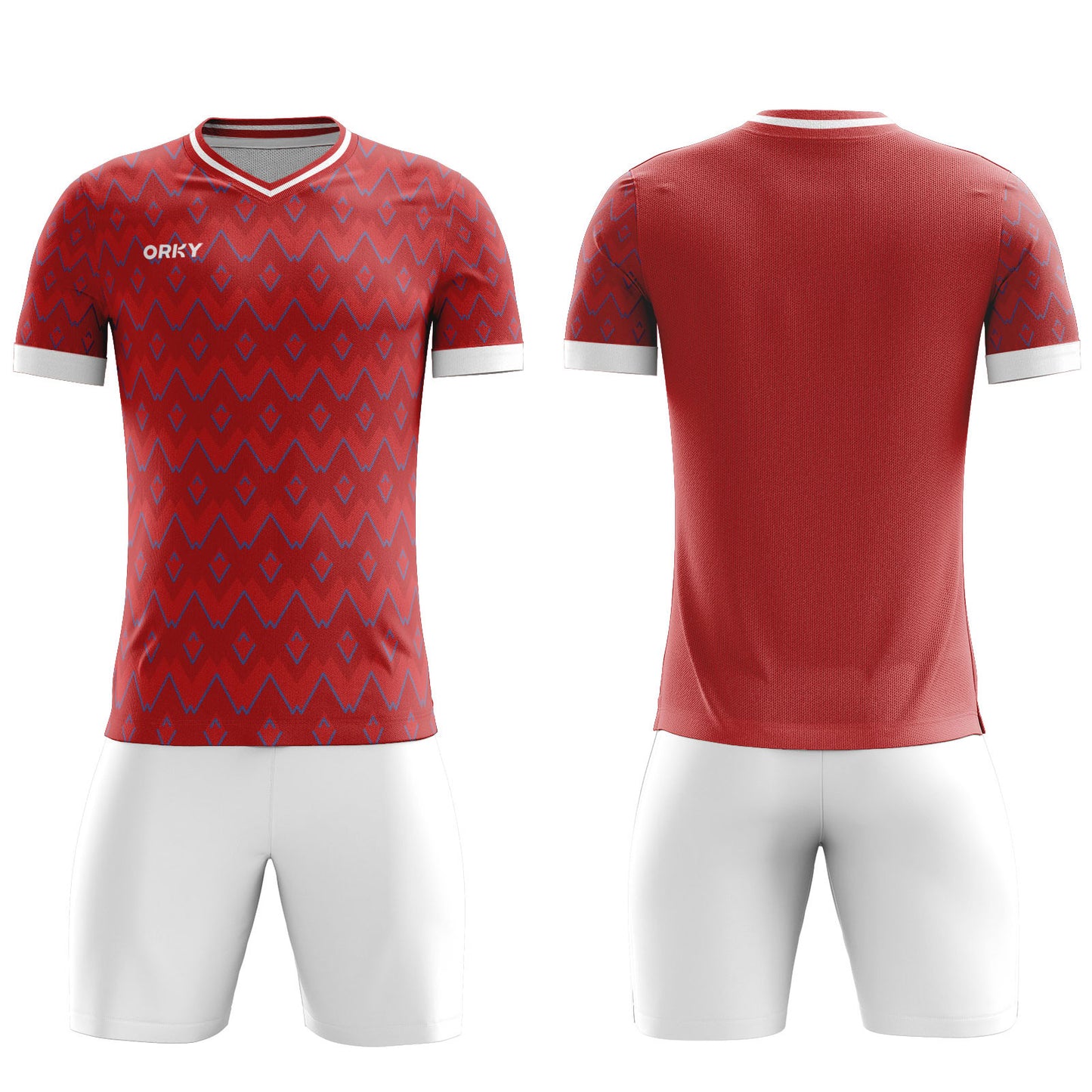 ORKY Men Customize Soccer Jersey, Good Gift for Soccer Fans,  Football Team Kit Red Ripple