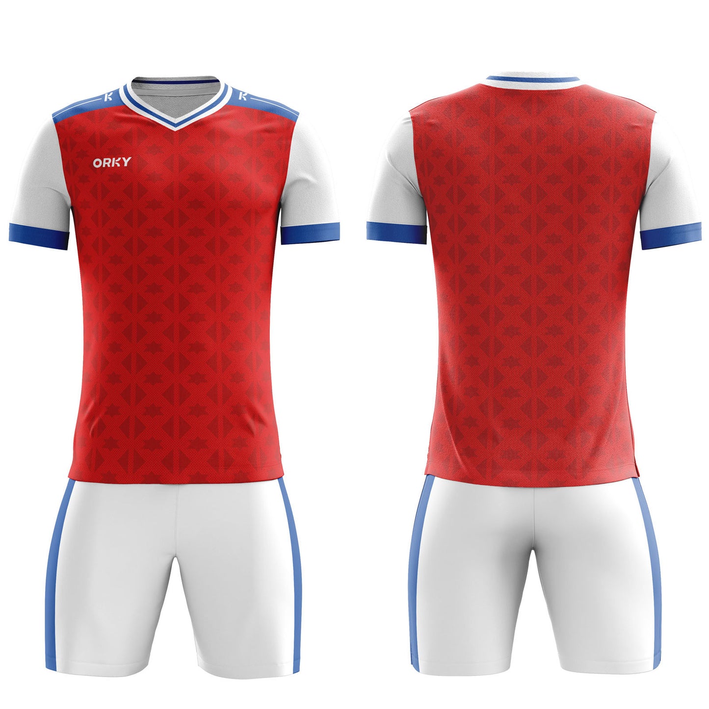 ORKY Men Soccer Jersey with Short Customize Name Number Team Uniform Red Stars