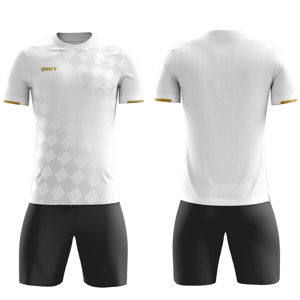ORKY Men Custom Football Jersey with Short Kids Training Match Full Uniform Shadow Checker