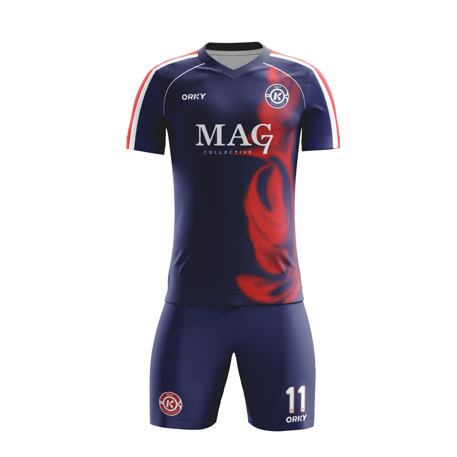 ORKY Customize Name Number Soccer Jersey with Short Men Team Uniform Fire Red Secondary image