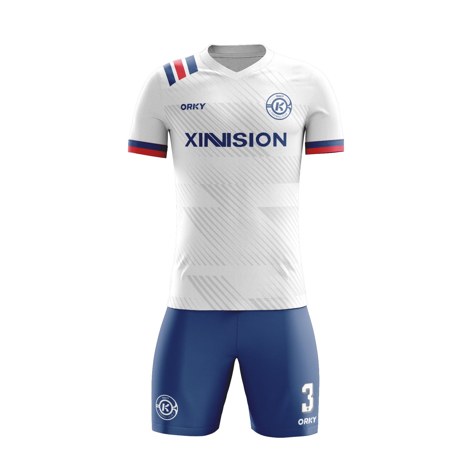 ORKY Personalize Name Number Soccer Jersey with Short French Stripe