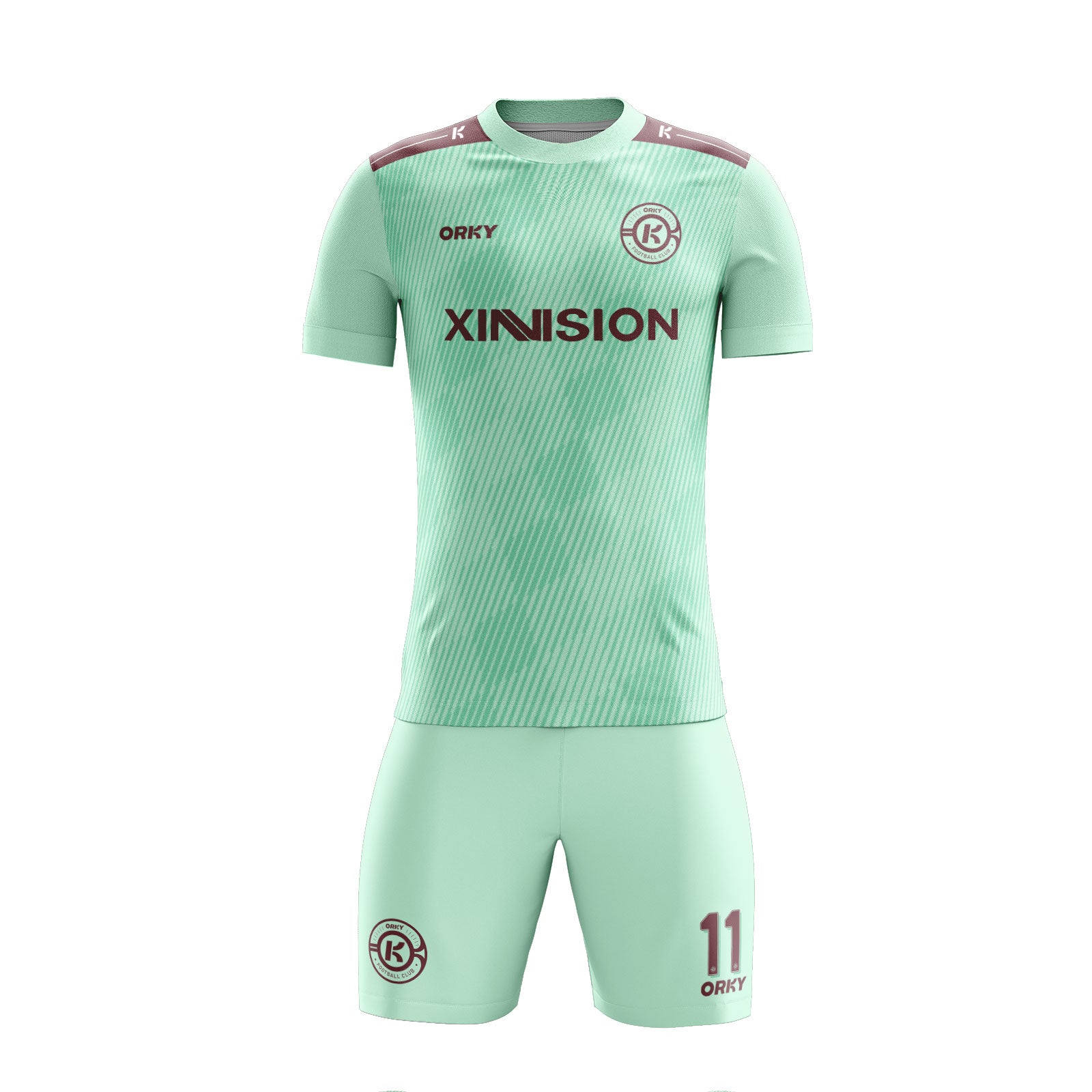 ORKY Men Soccer Jersey with Short Personalize Design Football Team Uniform Green Checker Secondary image