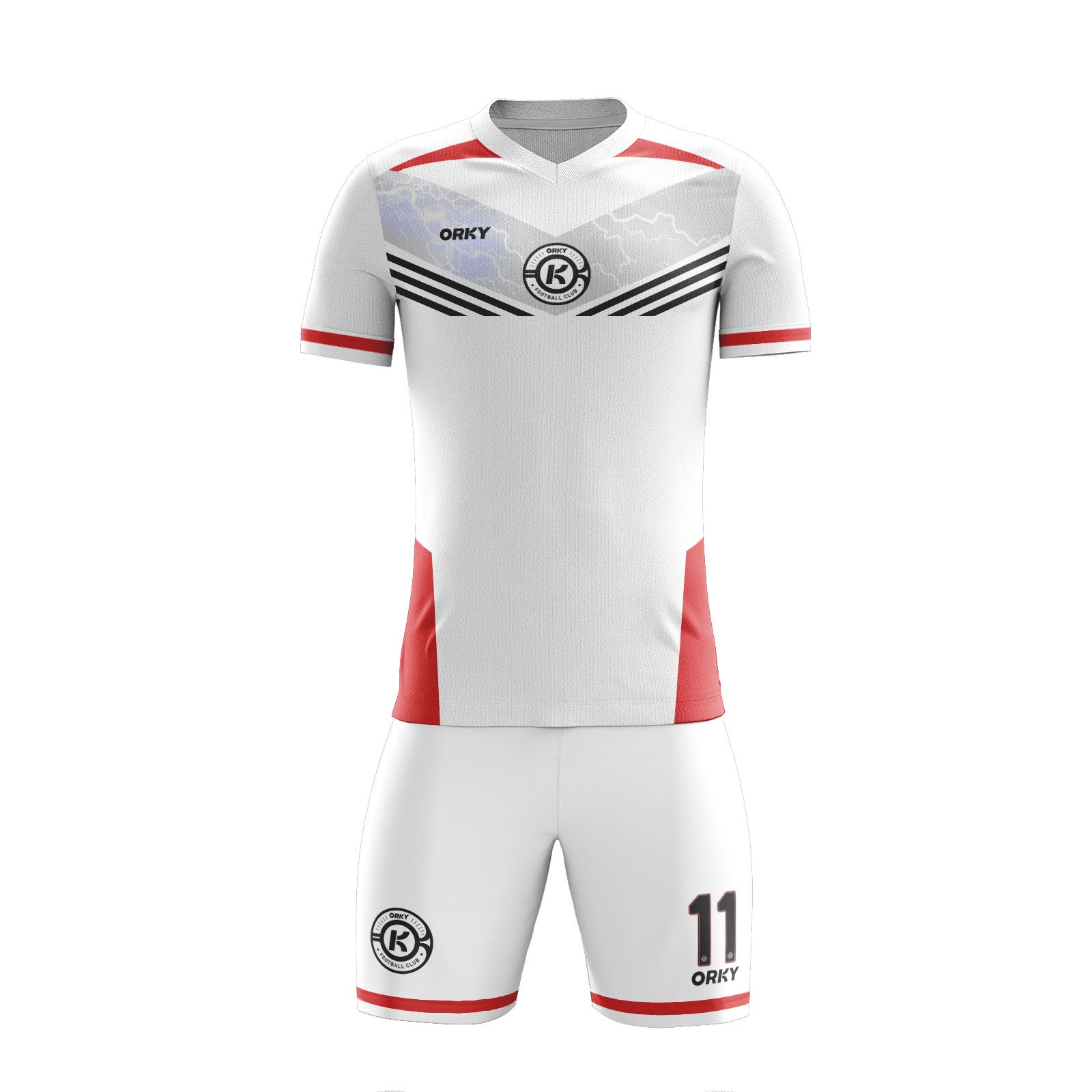 ORKY personalize Name Number Soccer Uniform Men Jersey with Short Lighting White Secondary image
