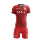 ORKY Soccer Uniform Men Jersey with Short Personalize Name Number Lines Red