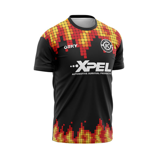 ORKY Custom Football Shirt with Short Men Kids Soccer Training Full Uniform Pixel Fire