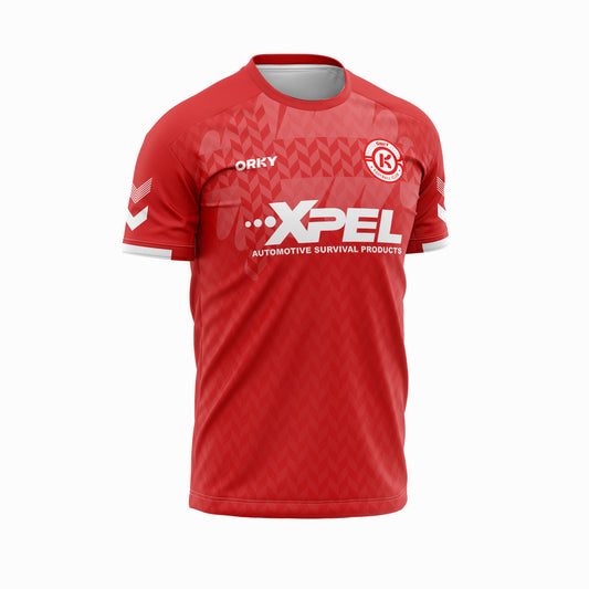 ORKY Kids Soccer Uniform Men Football Shirt with Short Custom Name Number Team Kit Red Cross