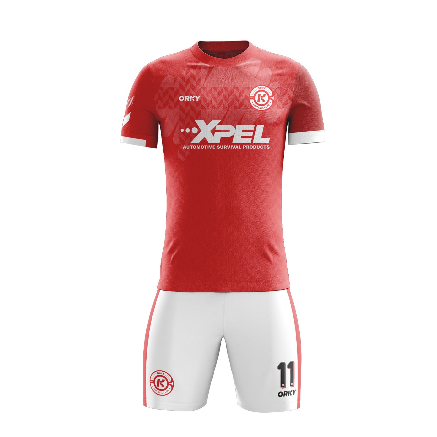 ORKY Kids Soccer Uniform Men Football Shirt with Short Custom Name Number Team Kit Red Cross