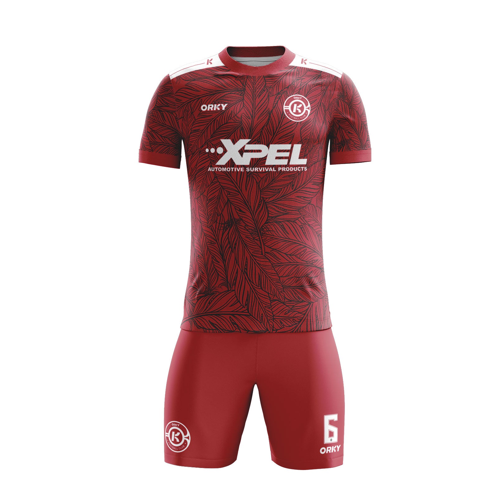 ORKY Men Kids Custom Soccer Jersey, Good Gift for Soccer Fans, Football Team Kit Red Leaf Secondary image