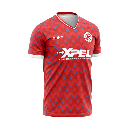 ORKY Men Customize Soccer Jersey, Good Gift for Soccer Fans,  Football Team Kit Red Ripple