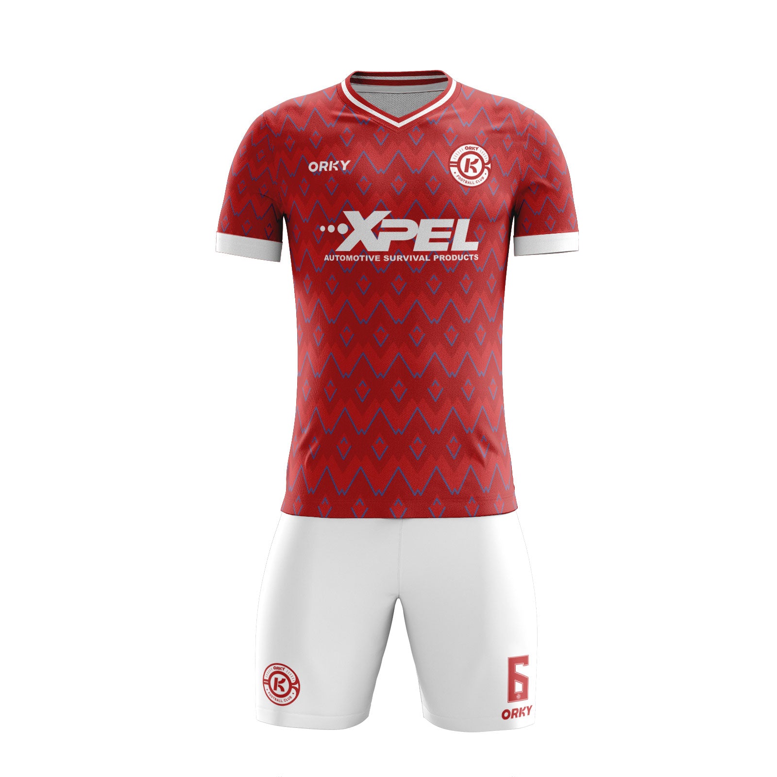 ORKY Men Customize Soccer Jersey, Good Gift for Soccer Fans,  Football Team Kit Red Ripple Secondary image