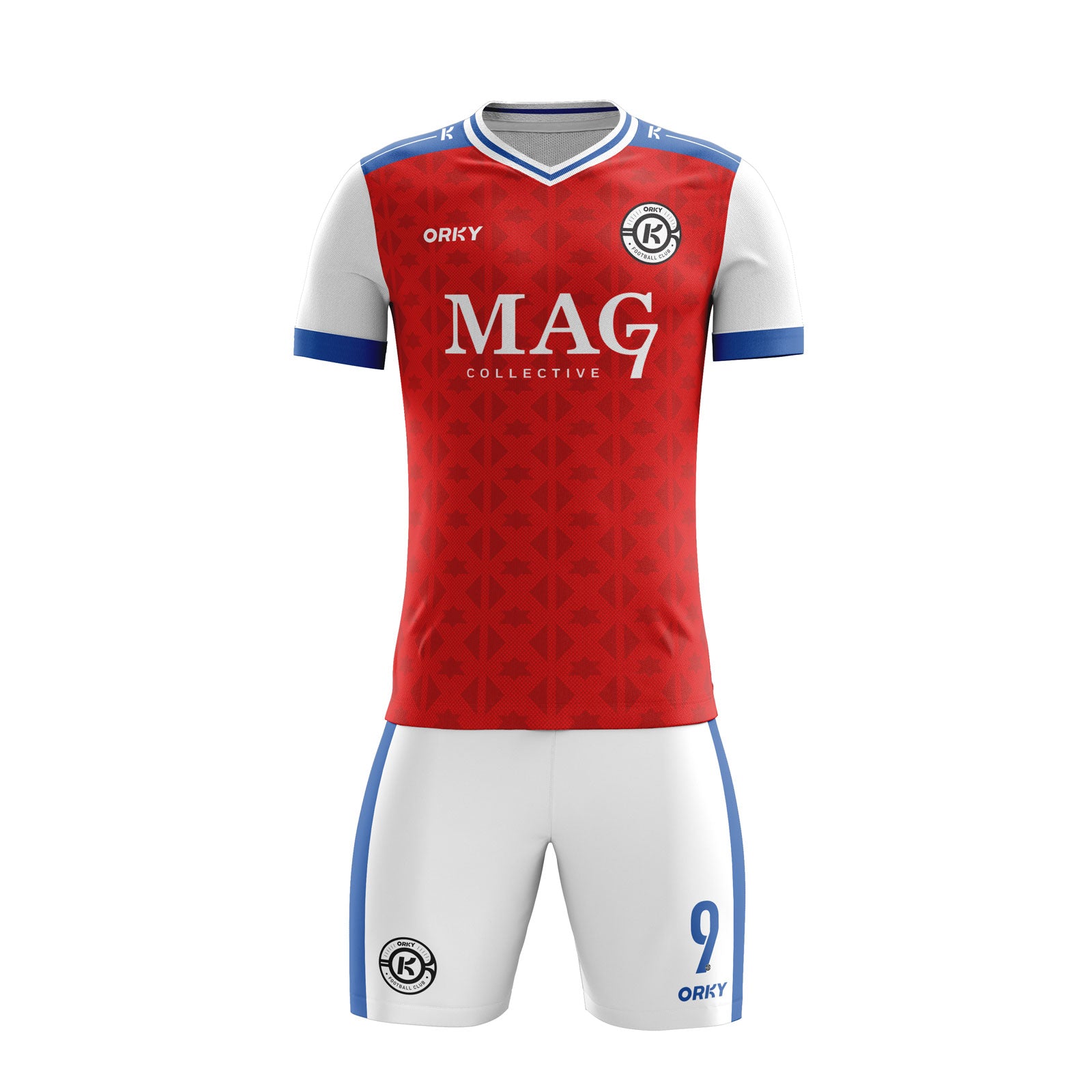 ORKY Men Soccer Jersey with Short Customize Name Number Team Uniform Red Stars Secondary image