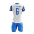 ORKY Men Football Jersey Heat Sublimation Striped Honeycomb Blue Short Sleeve