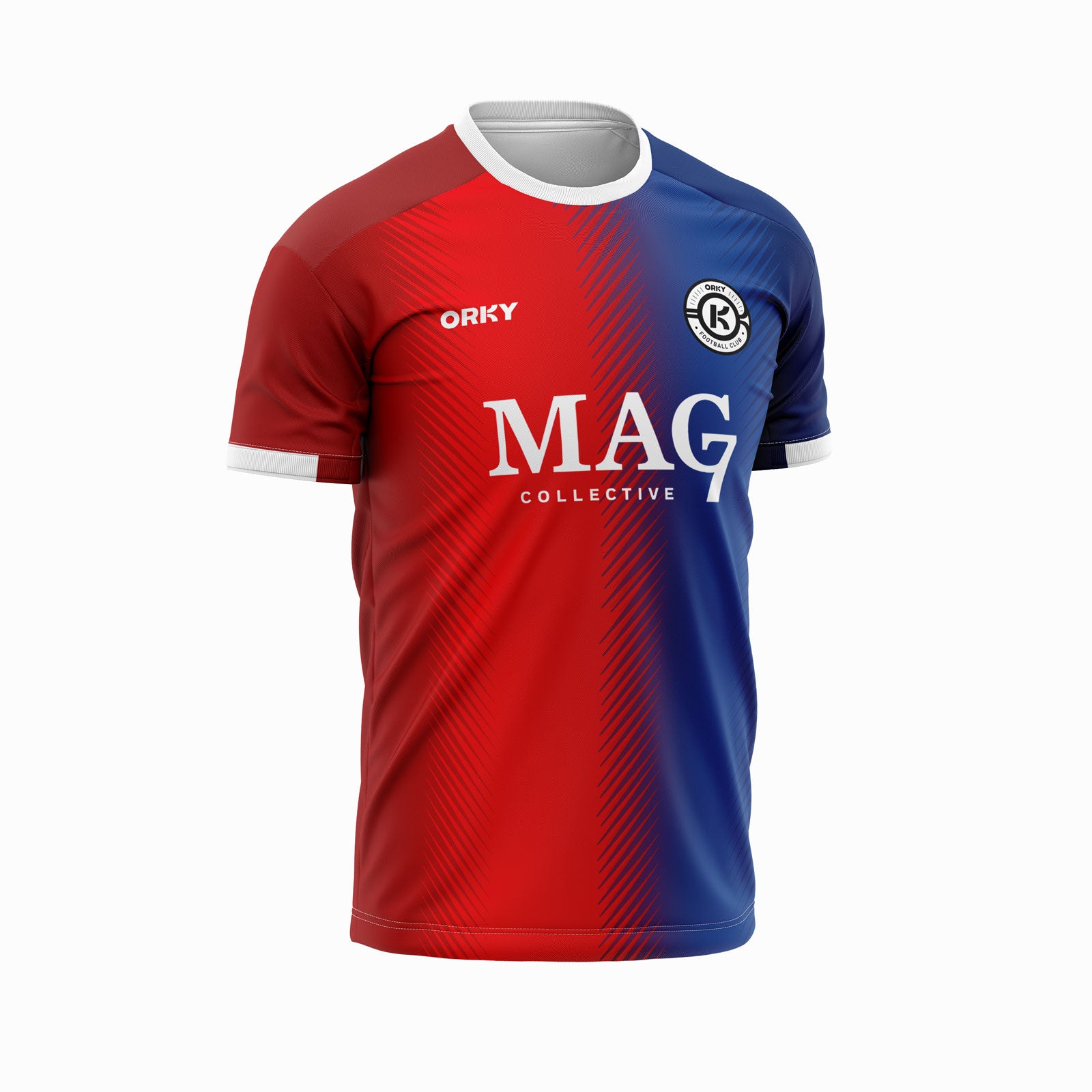 ORKY Personalize Name Number Soccer Jersey with Short Red Blue Army Main image