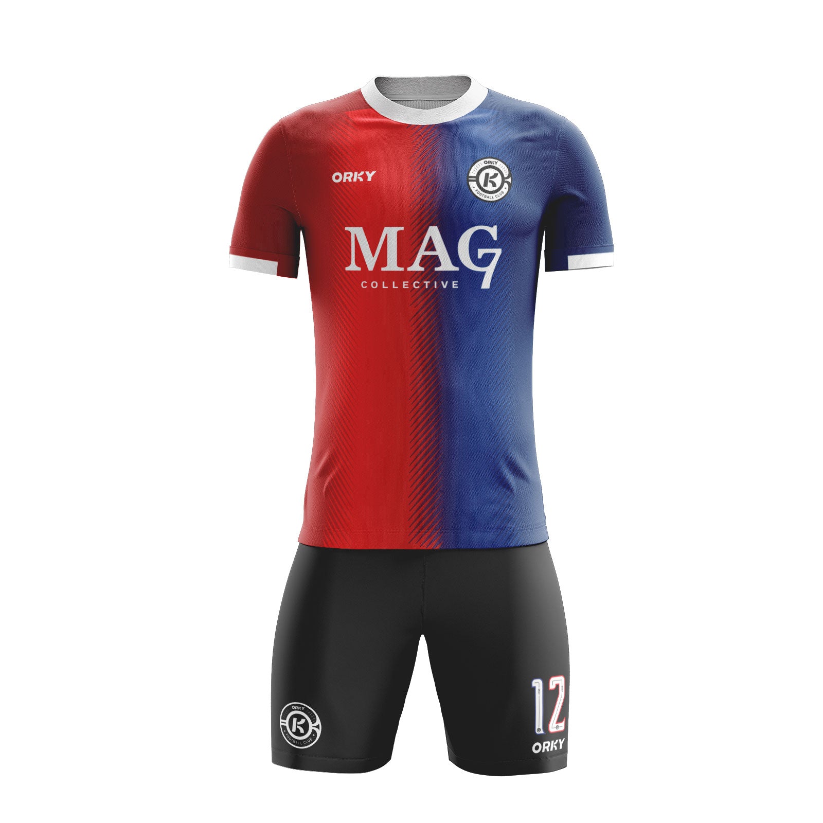 ORKY Personalize Name Number Soccer Jersey with Short Red Blue Army Secondary image