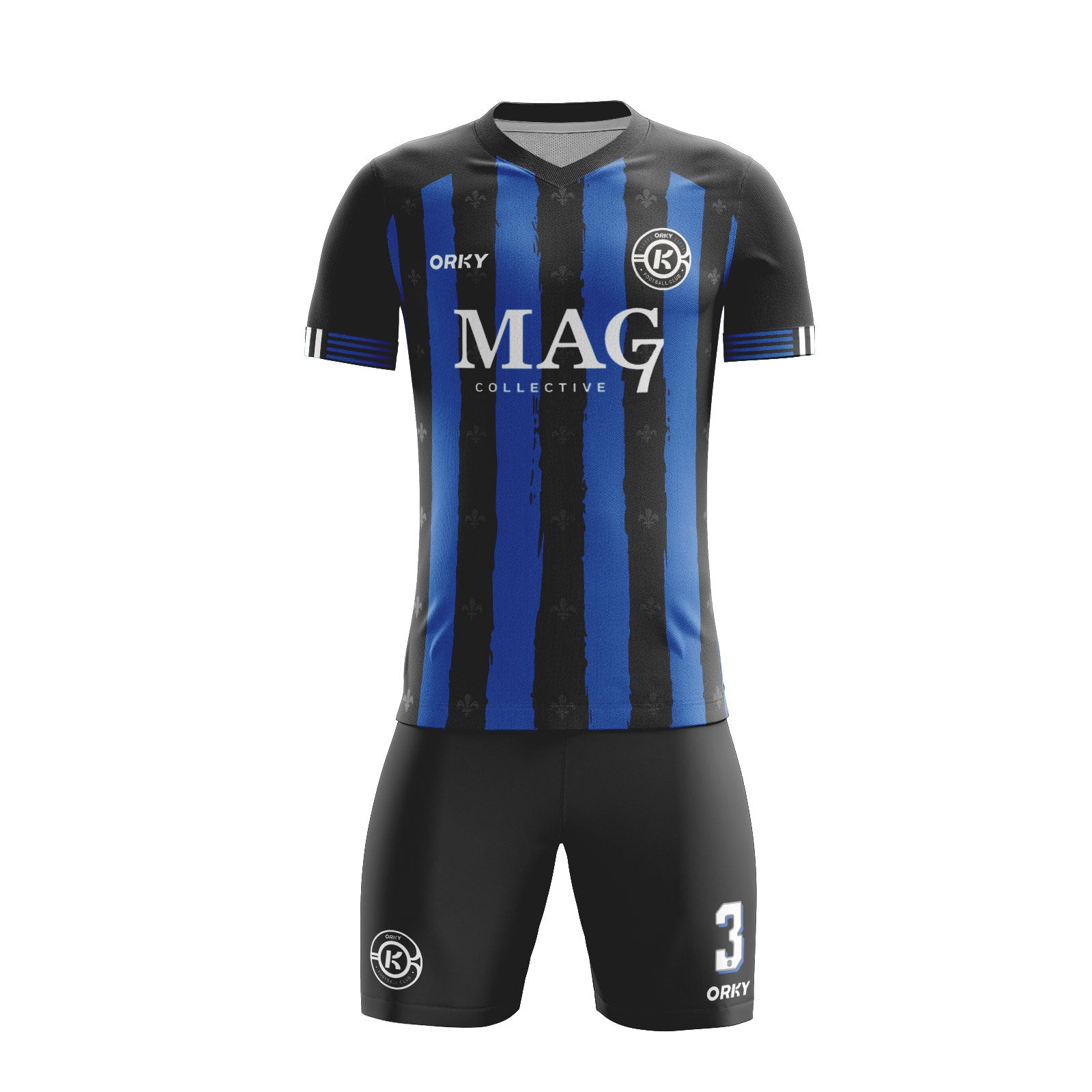 ORKY Men Soccer Shirt with Short Personalize Name Number Team Uniform Milan Secondary image