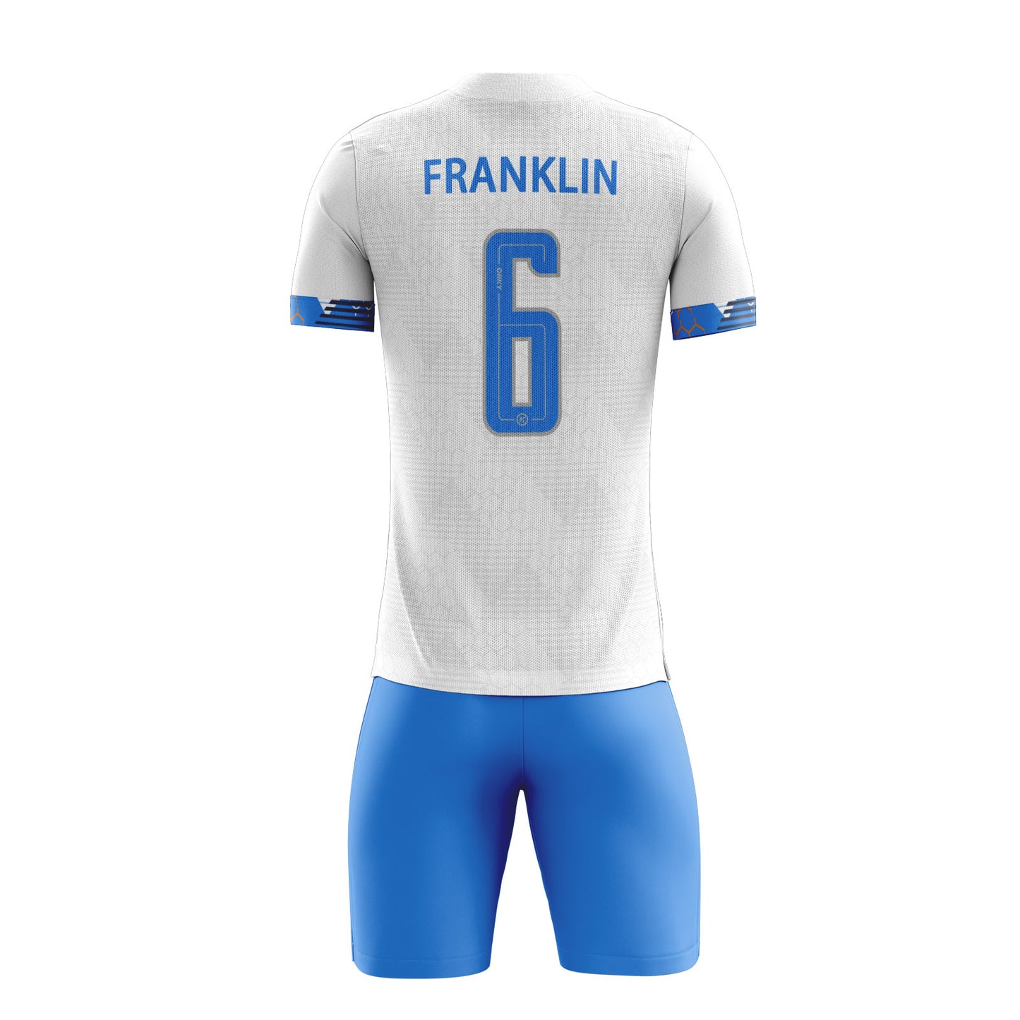 ORKY Comfortable Soccer Uniforms Honeycomb Blue And White Vertical Three-Seven