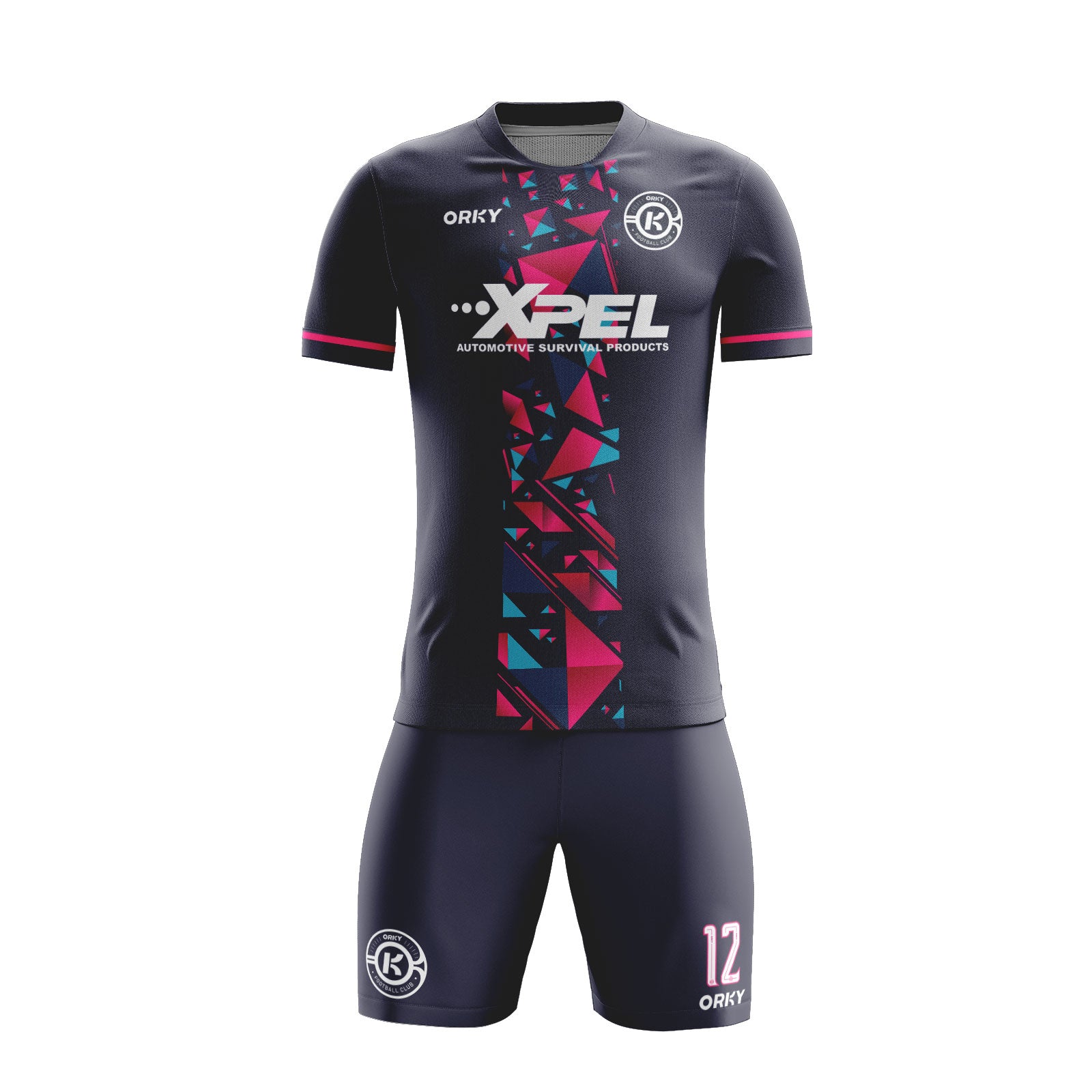 ORKY Men Soccer Jersey with Short Customize Name Number Training Uniform Tangram Blue Secondary image