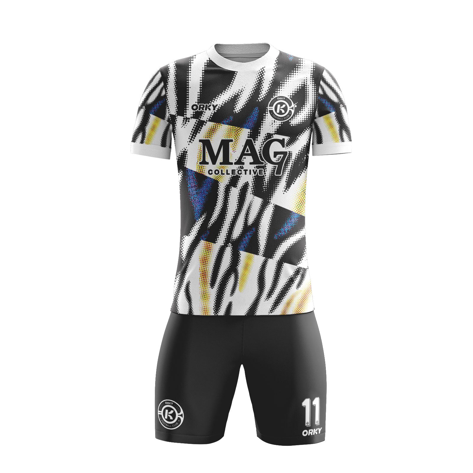 ORKY Kids Youth Soccer Shirt with Short Personalize Name Number Team Uniform Zebra Secondary image